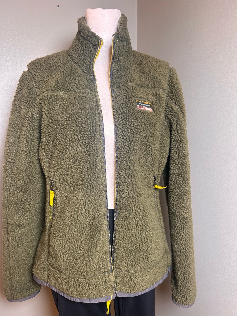 L.L. Bean Olive Green Teddy Fleece Jacket XXS - Picture 5 of 15
